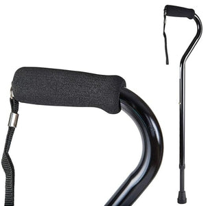 Drive Medical Deluxe Adjustable Offset Cane with Wrist Strap, Black