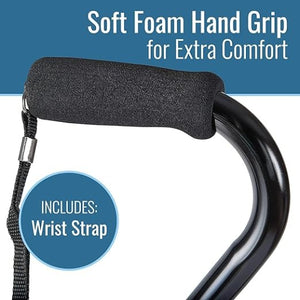 Drive Medical Deluxe Adjustable Offset Cane with Wrist Strap, Black Hover