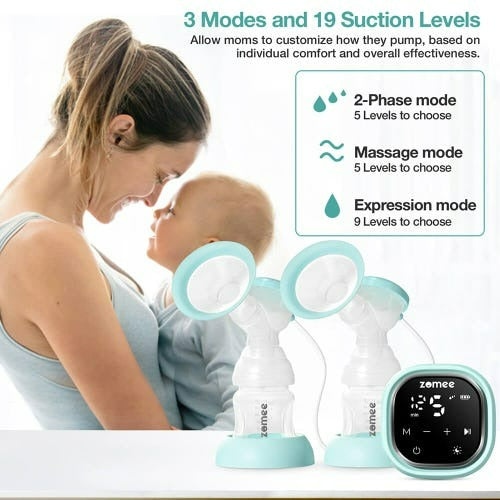 Zomee Z2 Breast Pump Bundle with Tote and Cooler, 2 Pack
