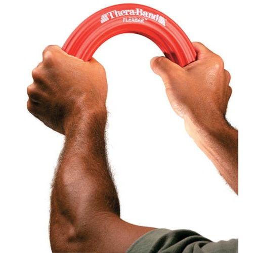 Thera-Band Flex Exercise Bar for Grip Strength, Upper Extremity Stabilization and Tennis Elbow Relief, Red