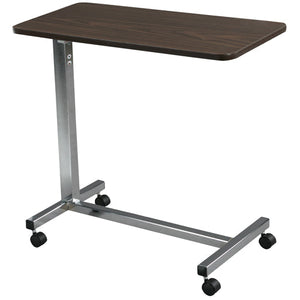 Drive Medical Overbed Table, Non-Tilt, Adjustable Height with Chrome Plated Steel Base and Swivel Casters