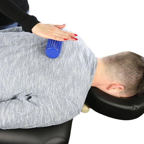 CanDo Handheld Massage Roll for Muscle Release, 6.5 x 2.6 Inches, Blue