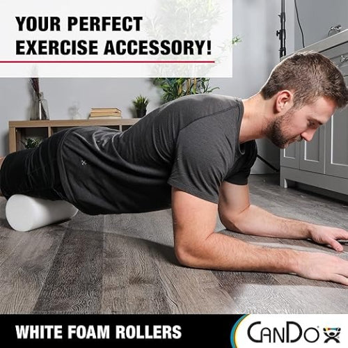 CanDo PE Foam Roller, White, Round