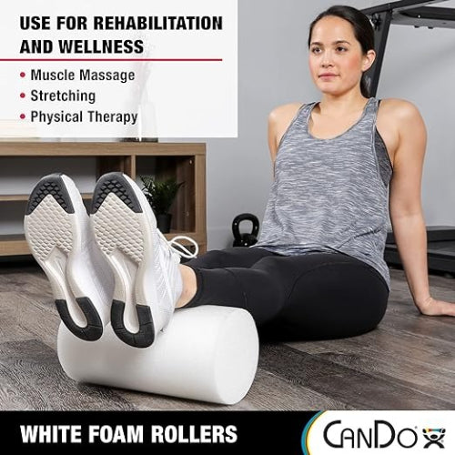 CanDo PE Foam Roller, White, Round