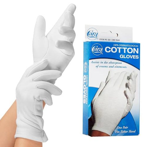 Cara Cotton Gloves, White, X-Large