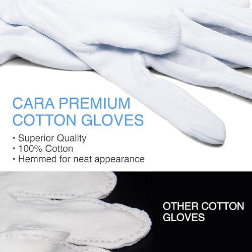 Cara Cotton Gloves, White, X-Large