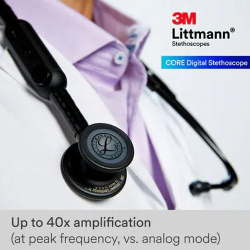 3M Littmann Core Digital Stethoscope with Noise Cancellation and Eko Connectivity, Black