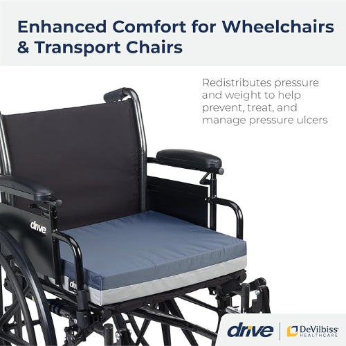 Drive Medical Wheelchair Cushion, Black, 18 x 16 x 3 Inches