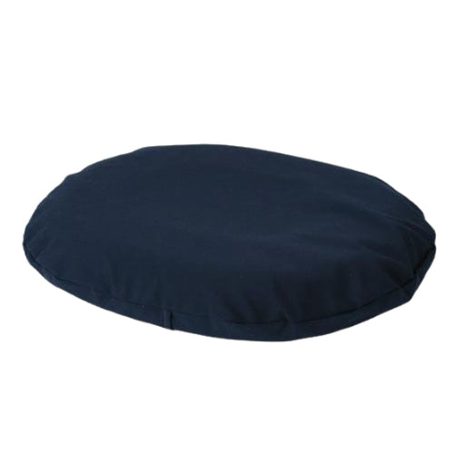 Molded donut cushion with a navy blue cover, 14-inch diameter