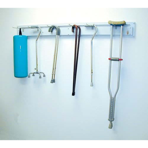 Clinton Cane and Crutch Rack – Wall-mounted storage with adjustable hooks for organized mobility aid storage, Moovkart.