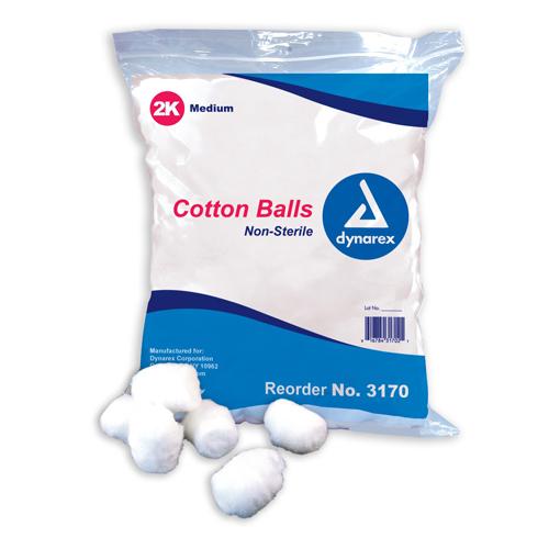 Dynarex Non-Sterile Cotton Balls, Medium Size Soft and Absorbent, Pack of 2000 for Medical & Personal Use, Moovkart.