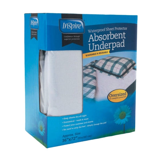 Inspire Reusable Absorbent Underpad, Oversize, 36 x 72 Inches