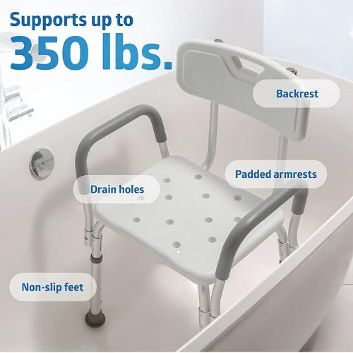 Medline Bariatric Shower Chair with Back and Arms