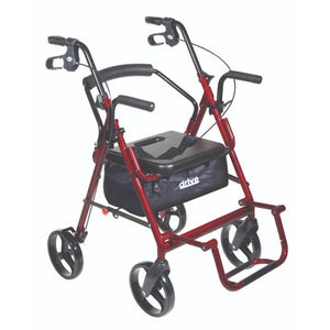 Drive Medical Duet Rollator/Transport Chair, Burgundy