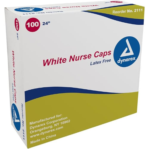 Dynarex Surgical Caps White, 24 Inches, Box of 100