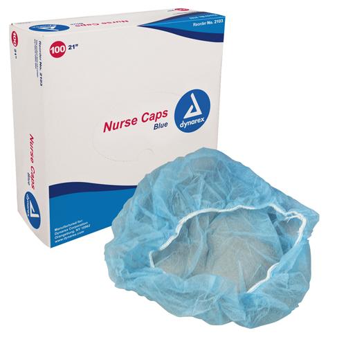 Dynarex Blue Surgical Caps - 21 Inch, Disposable Medical Head Cover, Lightweight, Breathable, Box of 100, Moovkart.