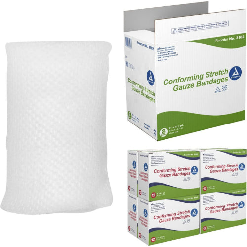 Dynarex Vital Roll Conforming Gauze, Non-Sterile, 2 Inches x 4.1 Yards , Pack of 12