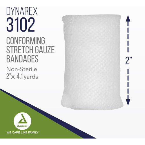 Dynarex Vital Roll Conforming Gauze, Non-Sterile, 2 Inches x 4.1 Yards , Pack of 12