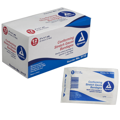 Dynarex Vital-Roll Conforming Gauze Sterile 2 x 131 Inches, Pack of 12