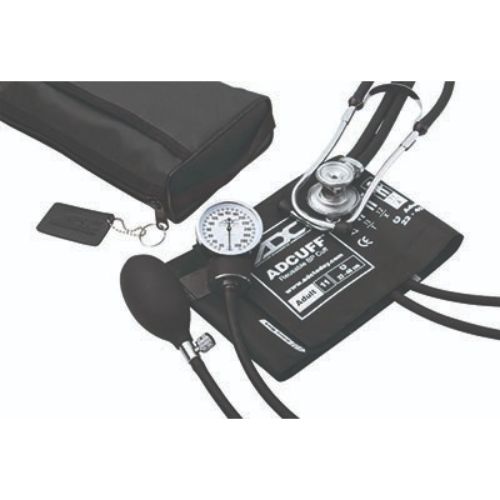 Black adult-sized pocket aneroid sphygmomanometer kit