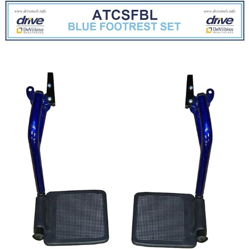 Drive Medical Swing Away Detachable Footrest for Aluminum Transport Chair, Blue, Pair