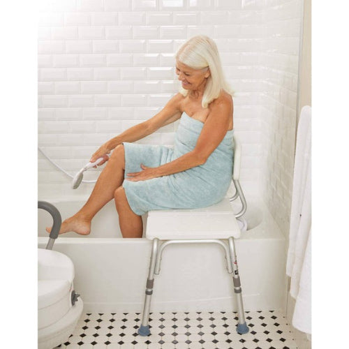 Carex Bathtub Transfer Bench for Safe Bathing with Slip-Resistant Surface, Adjustable Height, 300 Lbs Capacity