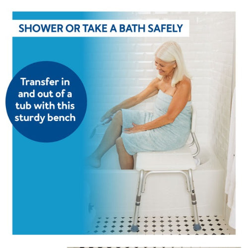 Carex Bathtub Transfer Bench for Safe Bathing with Slip-Resistant Surface, Adjustable Height, 300 Lbs Capacity