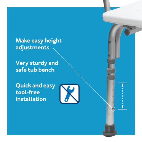 Carex Bathtub Transfer Bench for Safe Bathing with Slip-Resistant Surface, Adjustable Height, 300 Lbs Capacity