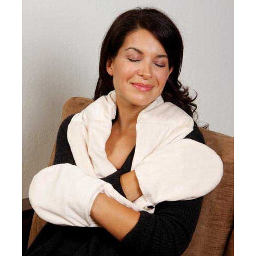 Carex Bed Buddy Naturals Neck & Hand Wrap provides heat therapy for pain relief, arthritis, and tension, with a washable cover, Moovkart.