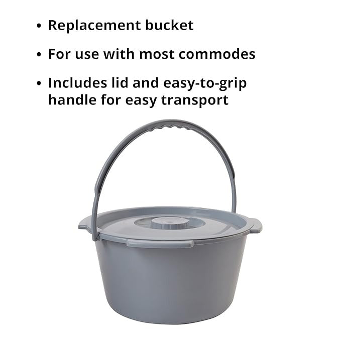 Drive Medical Convenient Commode Pail with Lid and Handle, 7.5 Quarts, Case of 6