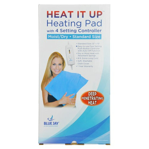 Blue Jay Heating Pad Moist/Dry, 4 Position Switch Auto-Off, 12 x 15 Inches