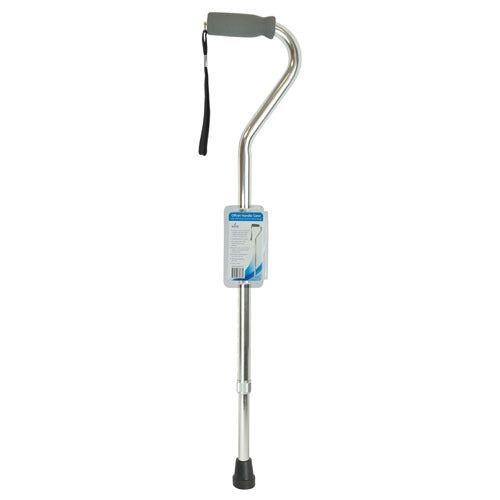 BlueJay Offset Cane, featuring an ergonomic foam grip, adjustable height, and wrist strap for easy mobility, Moovkart