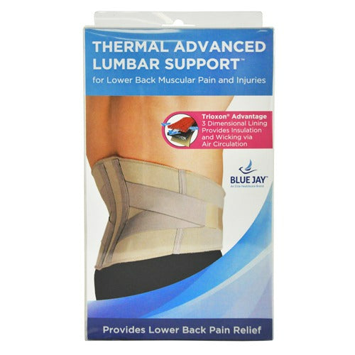 Blue Jay Lumbar Support Brace, Adjustable Compression for Lower Back Pain Relief, Small, Beige