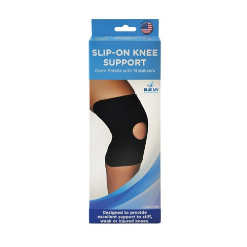 Blue Jay Slip-On Knee Support Open Patella with Stabilizers, Medium