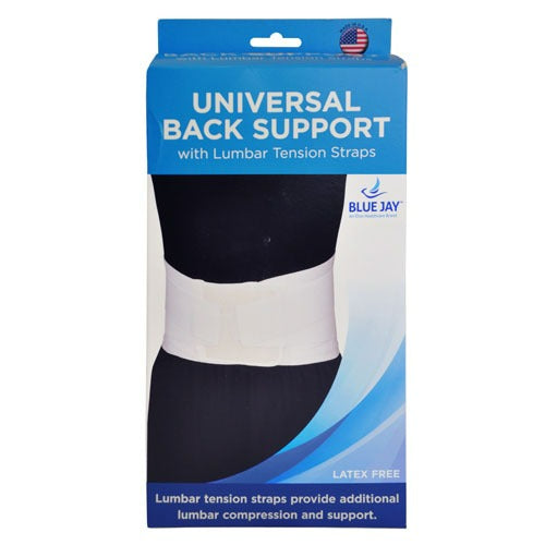 Blue Jay Universal Back Support With Lumbar Tension Straps, White