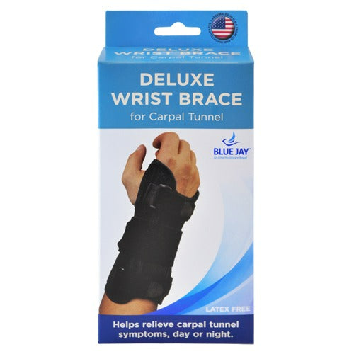 Blue Jay Deluxe Wrist Brace Black for Carpal Tunnel Left , Small/Medium