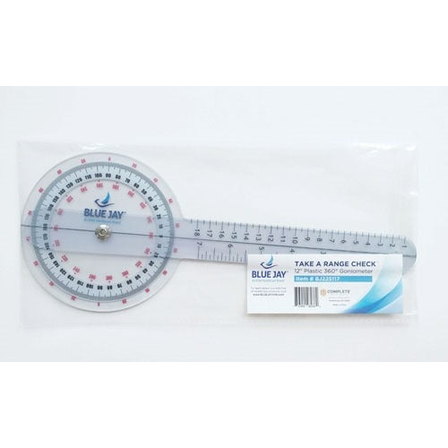 Blue Jay Range Check Plastic 12 Inches, Goniometer 360 Degrees