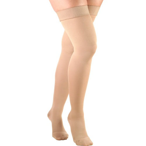 Blue Jay Firm Surgical Weight Stockings 20-30 mmHg, Thigh StayUp Top Closed Toe, Small, Beige