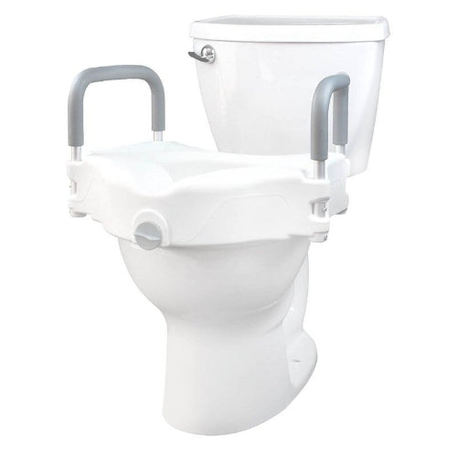 ProBasics Raised Toilet Seat with Lock and Arms, White