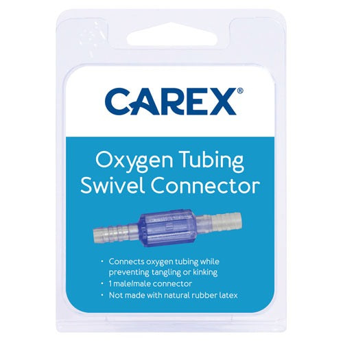 Carex Oxygen Tubing Swivel Connector, Male, prevents kinks and ensures a secure, tangle-free oxygen flow connection, Moovkart