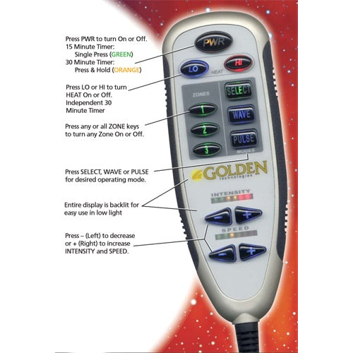 Golden Technologies Heat & Massage Option Controller for Lift Chairs – Soothing heat and deep massage for relaxation, Moovkart.