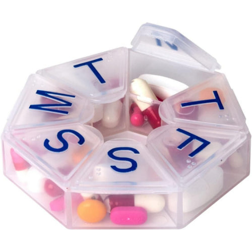 Acu-Life Round Weekly Pill Box, Clear