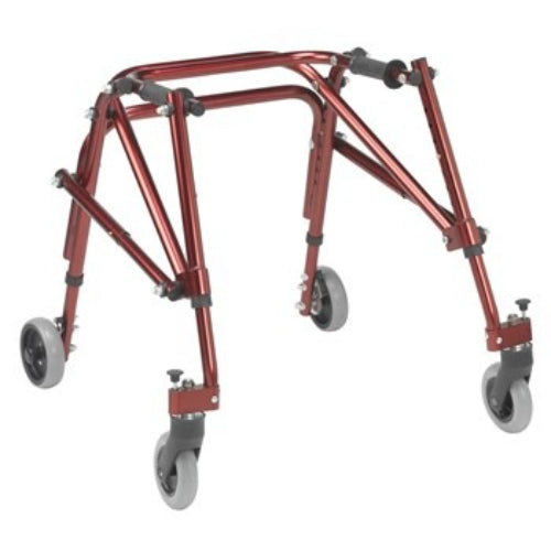 Drive Medical Nimbo Posterior Walker in Castle Red, Medium size, lightweight and durable mobility aid for improved posture support, Moovkart.