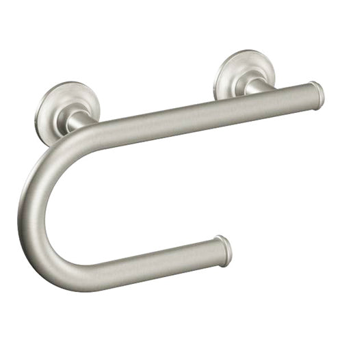 Moen Integrated Grab Bar with Toilet Paper Holder - Brushed Nickel, securemount design, supports up to 250 lbs, stainless steel construction.