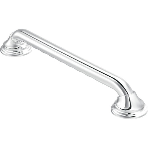 Moen Ultima Grab Bar with Curl Grip, 16-inch length, chrome finish, offers secure support and sleek style for enhanced bathroom safety, Moovkart