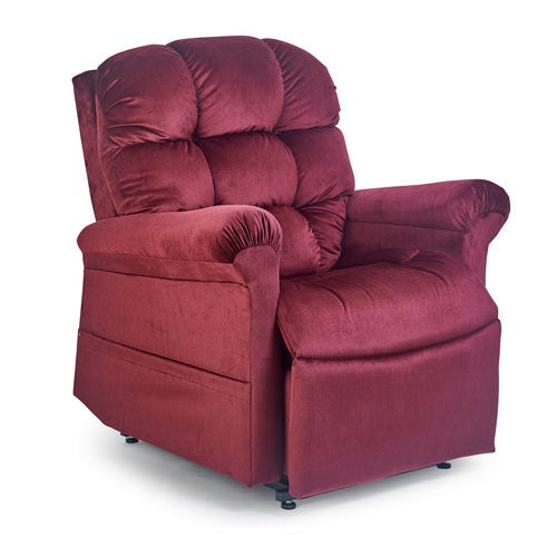 MaxiComforter Lift Chair with plush fabric and adjustable recline positions.