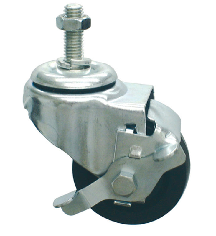 Close-up of a 3 x 1 1/4 replacement caster wheel with bolt attachment