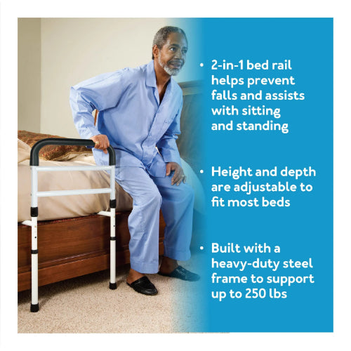 Carex Bed Support Rail for Adults, Adjustable Bed Guard Rail, Tool-Free Assembly, Fall Prevention, Padded Hand Assist Bar