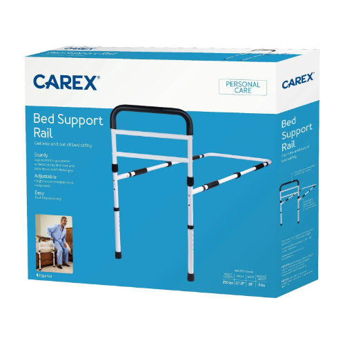 Carex Bed Support Rail for Adults, Adjustable Bed Guard Rail, Tool-Free Assembly, Fall Prevention, Padded Hand Assist Bar