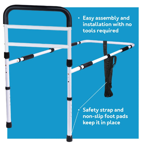 Carex Bed Support Rail for Adults, Adjustable Bed Guard Rail, Tool-Free Assembly, Fall Prevention, Padded Hand Assist Bar